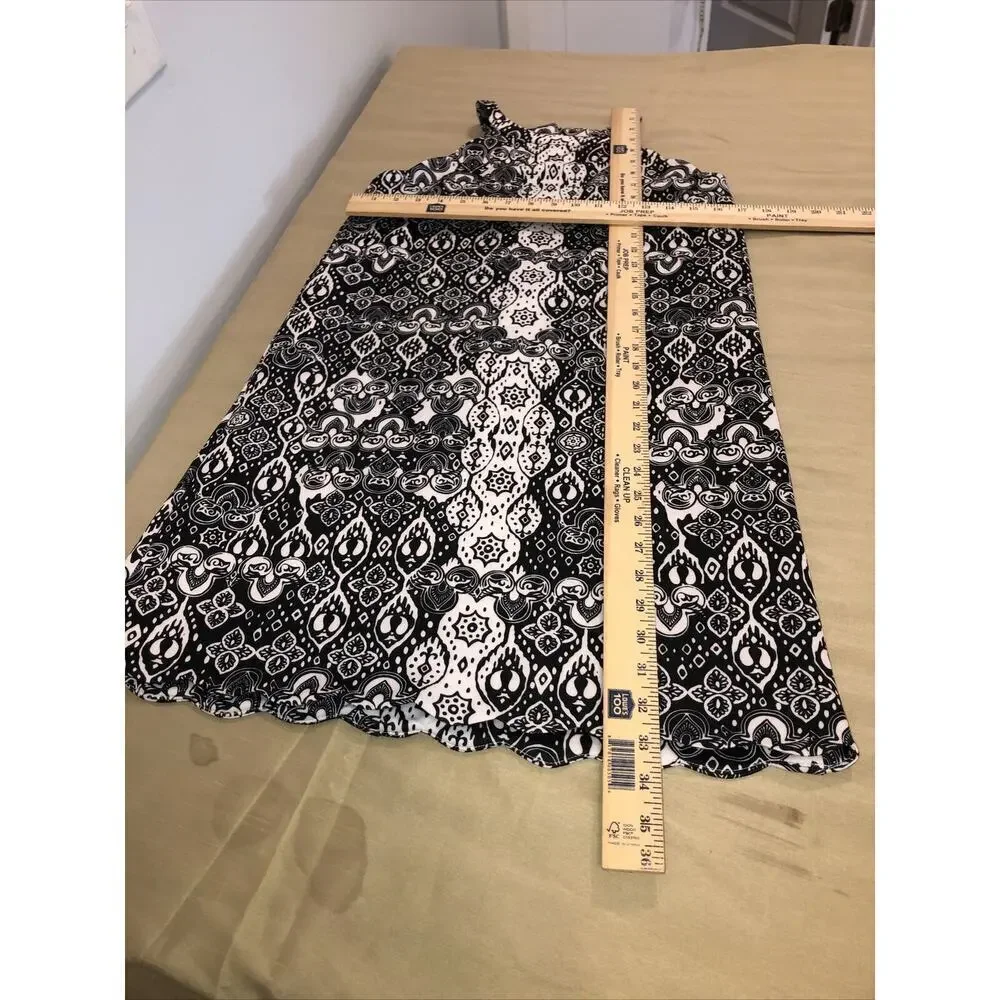 GB Girls Tank Dress Girls Size XL Floral Black And White Sleeveless Below Knee